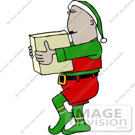 Santa S Elf Carrying A Box Clipart    17655 By Djart   Royalty Free