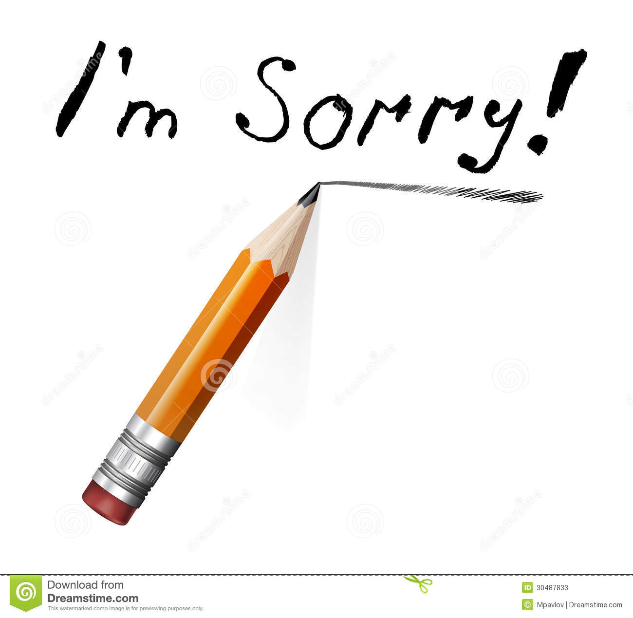 Say Sorry With A Text Message On Paper And Pencil Stock Photos   Image
