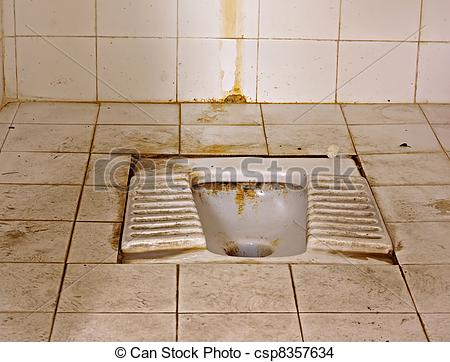 Stock Photo   Dirty Squat Type Toilet   Stock Image Images Royalty