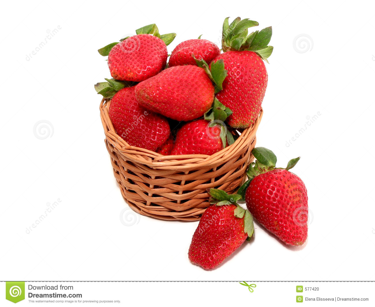 Strawberry Basket On White Stock Photo   Image  577420