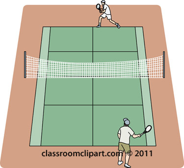 Tennis Clipart   Players On Grass Tennis Court   Classroom Clipart