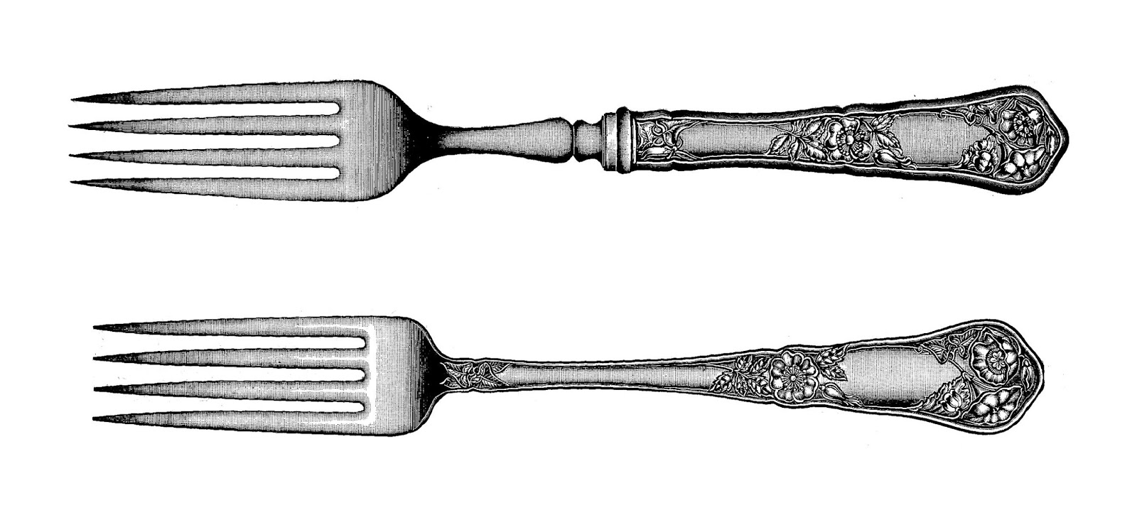 Vintage Fork Clipart Stamps  Vintage Forks