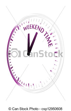 Weekend Time Clock Vector Illustration