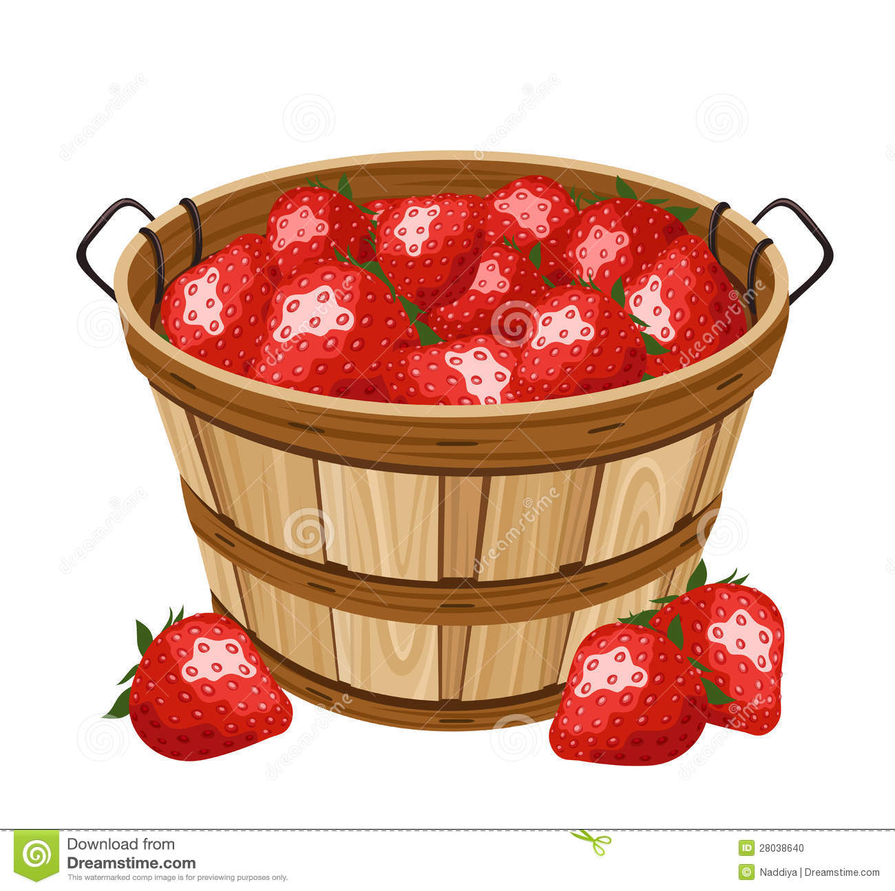 Wooden Basket With Strawberry  Vector Illustration Stock Photo   Image