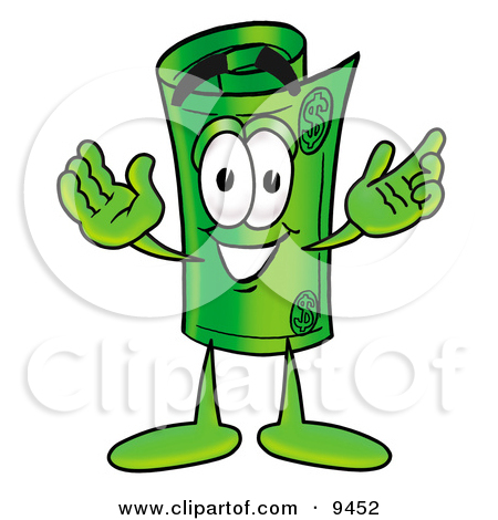 9452 Clipart Picture Of A Rolled Money Mascot Cartoon Character With