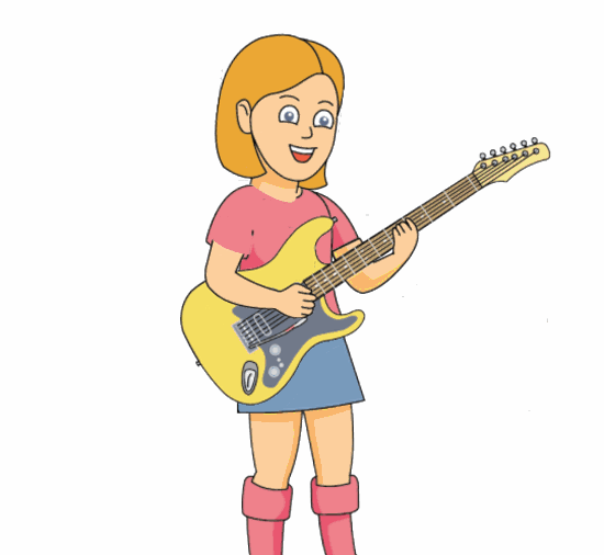Animated Clipart  Girl Playing Guitar Animation 5c   Classroom Clipart