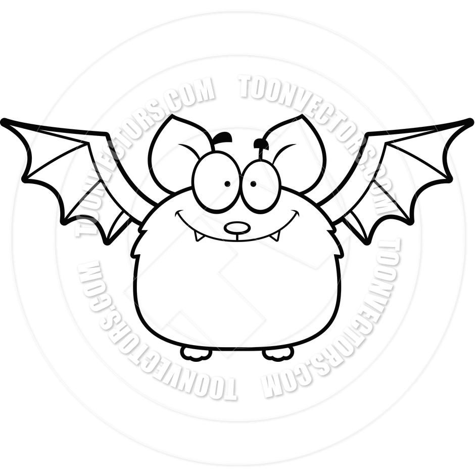 Bat Clipart Black And White Cartoon Little Bat Smiling