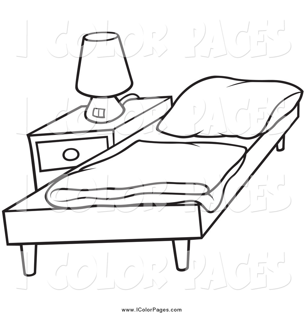 Bed Clip Art Black And White Of A Black And White Bed