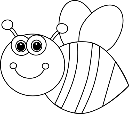 Black And White Cute Cartoon Bee Clip Art Image   Black And White    