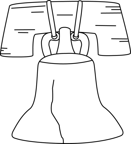 Black And White Liberty Bell Clip Art Image   Black And White Outline