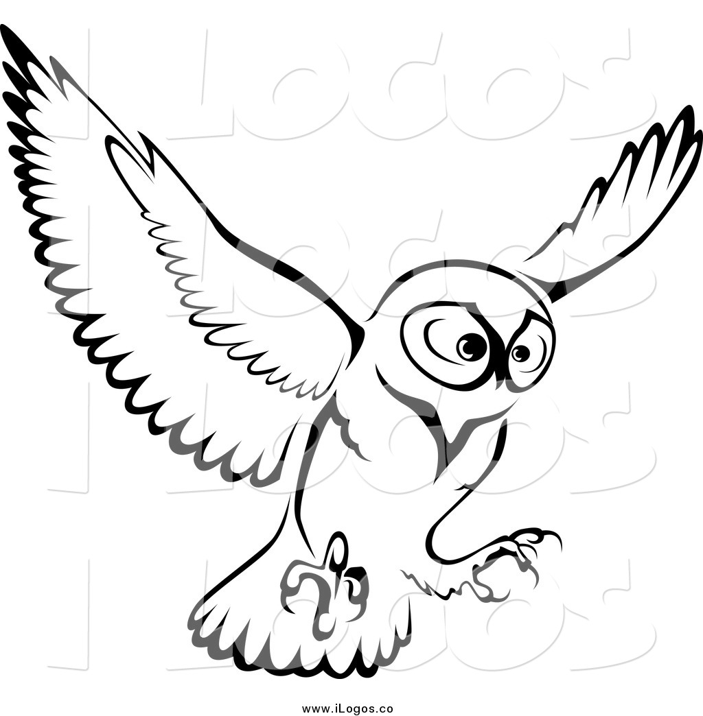 Black And White Owl Clip Art Vector Clipart Of A Black And