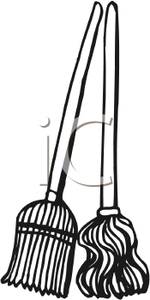 Broom Clipart Black And White Coloring Page Broom And Mop 110226