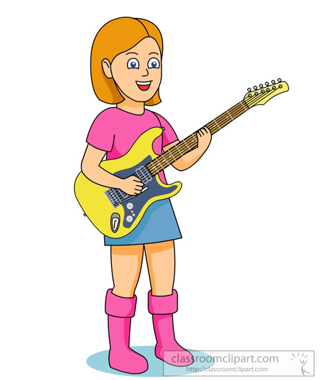 Caption Girl Playing An Electric Guitar Clipart Headline Girl Playing