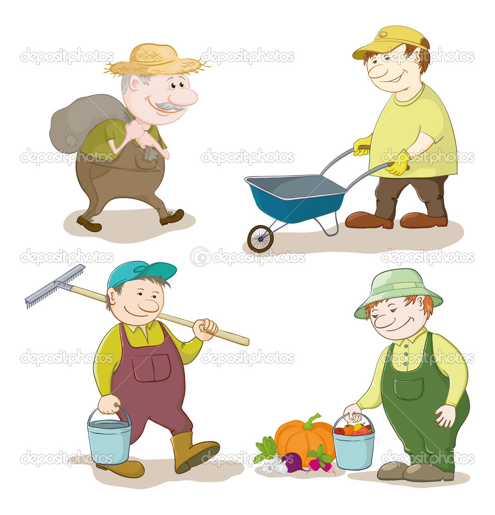 Cartoon  Gardeners Work   Stock Vector   Oksanaok  11570665
