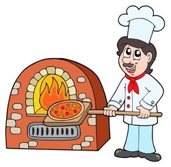 Chef Baking Pizza Stock Vector
