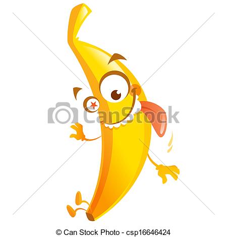 Clip Art Of Crazy Cartoon Yellow Banana Fruit Character Go Bananas