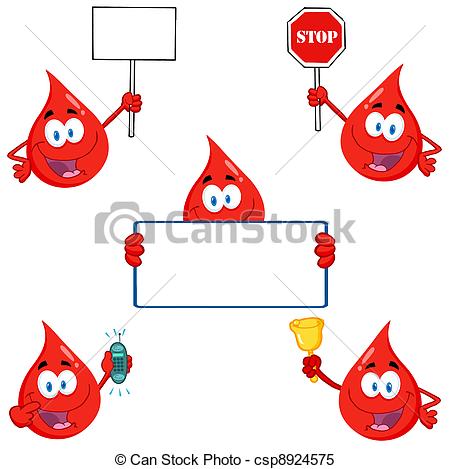 Clipart Vector Of Blood Drops Cartoon Characters Collection Csp8924575    