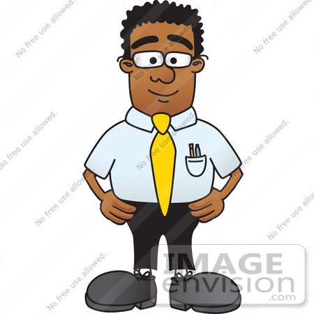 Free Cartoon Styled Clip Art Graphic Of A Geeky African American