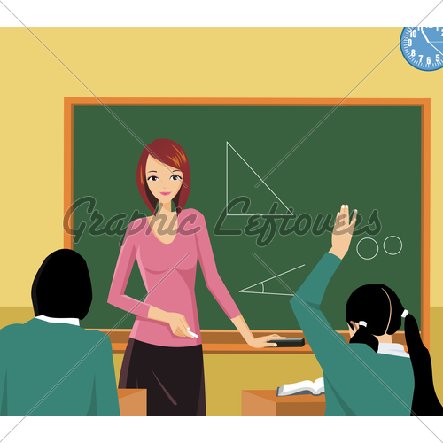 Front View Of A Teacher Teaching In A Class