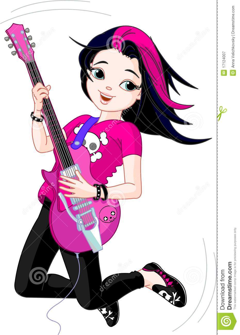 Girl Playing Guitar Clipart Rock Star Girl Playing Guitar 17124007 Jpg