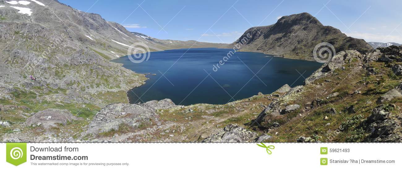 Lake Bessvatnet From Mountain Range Bessenggen In Jotunheimen National