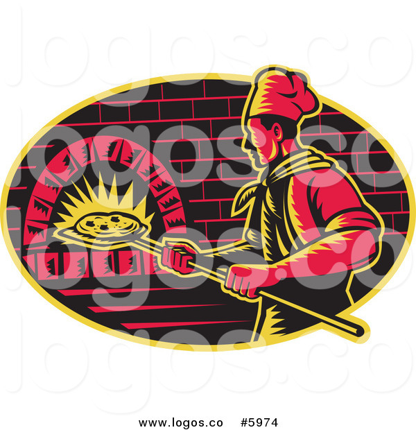     Logo Of A Chef Inserting Pizza Into A Brick Oven By Patrimonio    5974