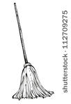 Mop Clipart Black And White Mop Hand Drawn Illustration
