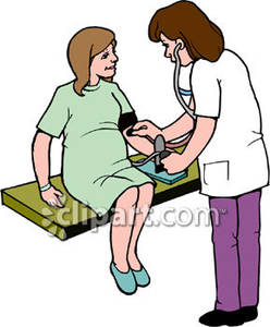 Nurse Taking A Patient S Blood Pressure   Royalty Free Clipart