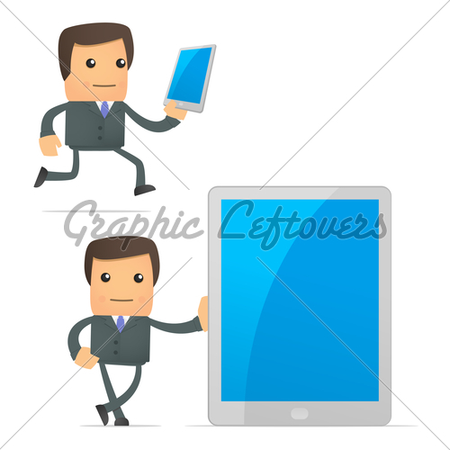 Royalty Free Vector Of Funny Cartoon Businessman Holding A Favorite