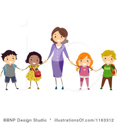 Teacher With Students Working Clip Art