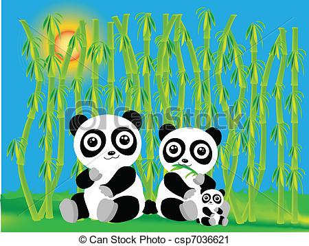 Vector Clip Art Of Panda With Bamboo Pandas In Bamboo Forest