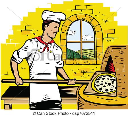 Vector Clip Art Van Pizza Kok   Een Kok Bakken Pizza Steen Oven    