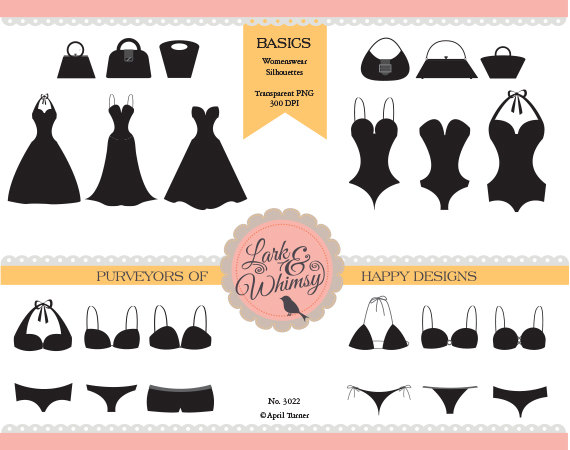 18 Womenswear Silhouettes   Digital Scrapbook   Clip Art   Dresses