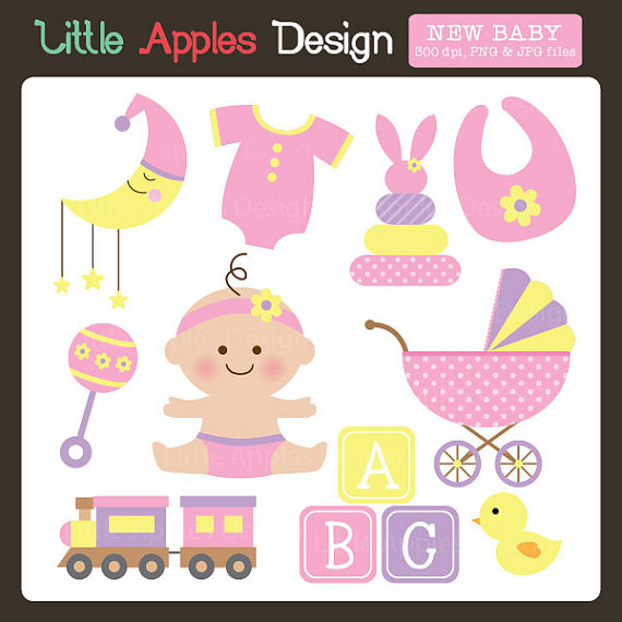 Baby Clip Art   Girl Baby Clipart   Baby Stroller Clipart   Abc Blocks    