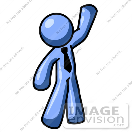 Blue Guy Character Wearing A Business Tie And Waving By Jester Arts