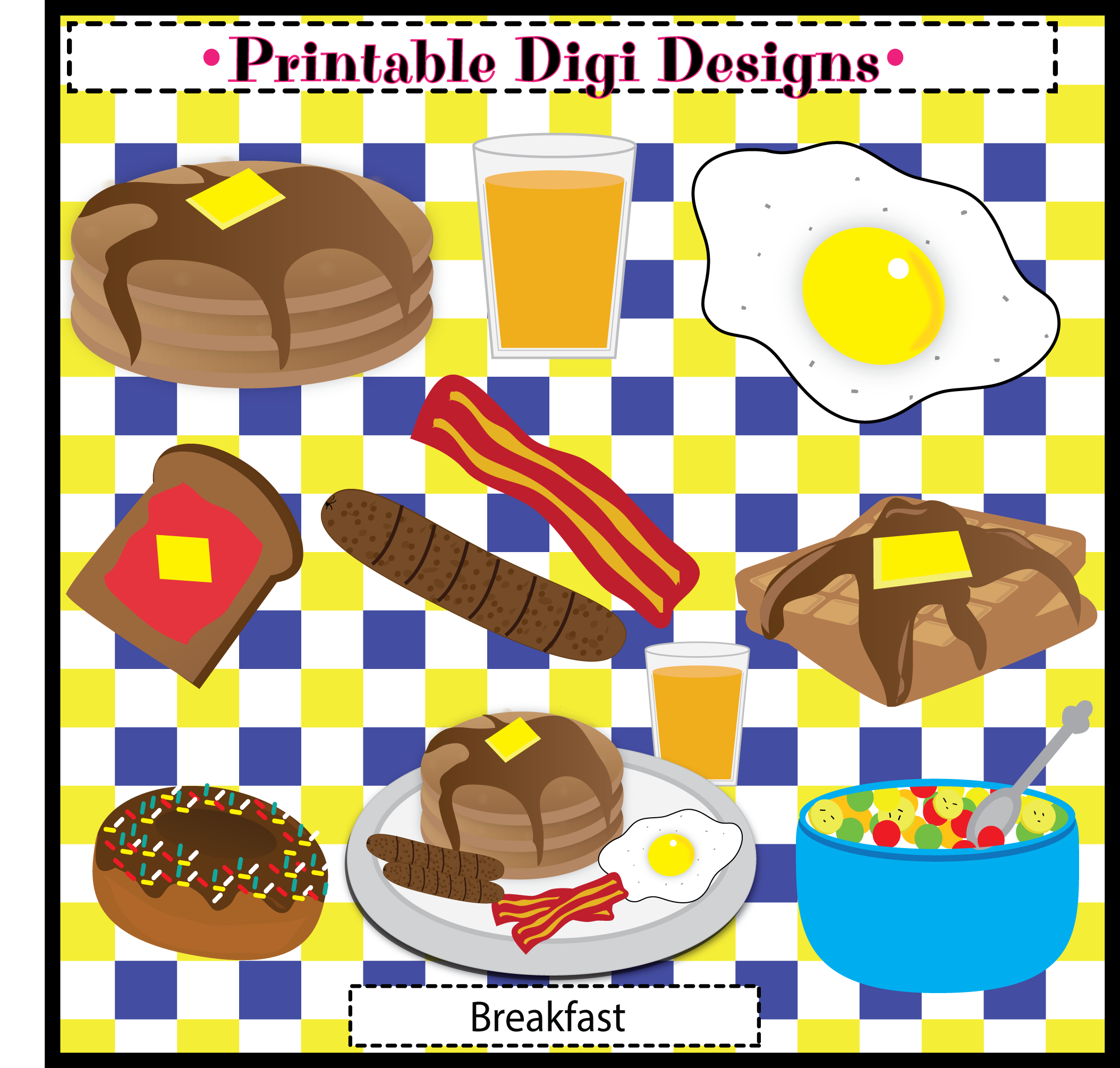 Breakfast Food Clipart Graphics Set