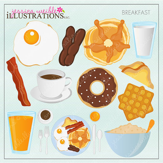 Breakfast Food Digital Clipart For Card Design Scrapbooking And Web