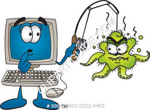Cartoon Computer Catching A Virus