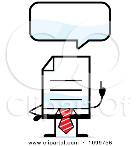 Clipart Business Document Mascot In A Red Tie Talking   Royalty Free