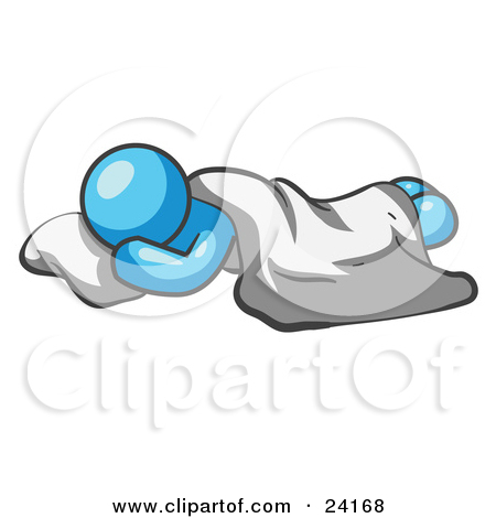 Clipart Illustration Of A Comfortable Light Blue Man Sleeping On The