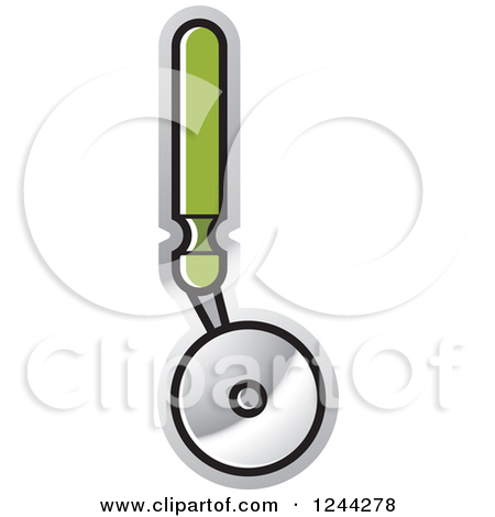 Clipart Of A Green Handled Pizza Cutter   Royalty Free Vector