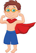 Clipart Of Boy Cartoon Pretending To Be A Supe K14799863   Search Clip    