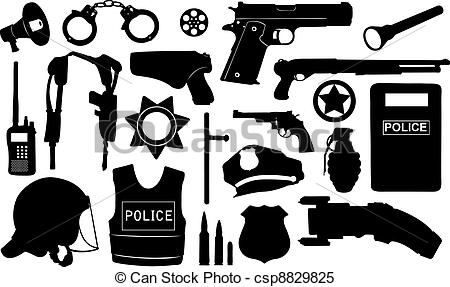 Clipart Vector Of Police Equipment Set Isolated On White Csp8829825    