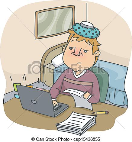 Clipart Vector Of Sick Man At Work   Illustration Of A Flushed Man