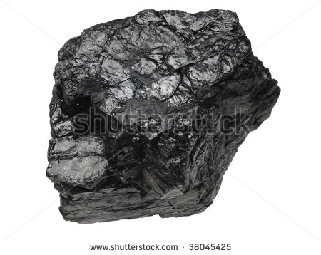 Coal Lump Large Lump Of Shiny Black Coal Isolated Against White