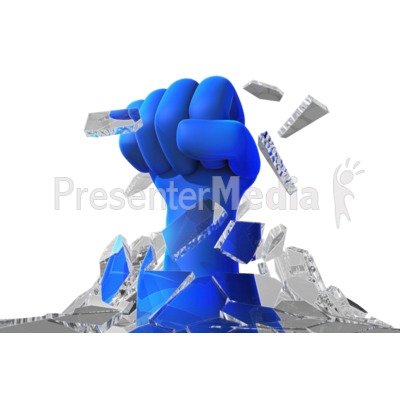 Fist Punch Through Glass Ceiling   Presentation Clipart   Great