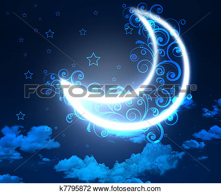 Night Sky Background With Moon And Stars  Fotosearch   Search Clipart    
