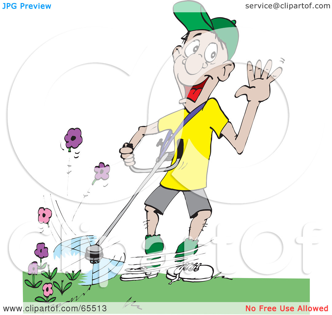 Royalty Free  Rf  Clipart Illustration Of A Clueless Man Weed Wacking