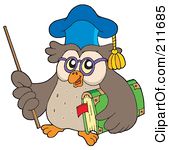 Royalty Free Rf Clipart Illustration Of An Owl Teacher Carrying A