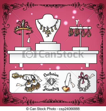 Vector Of Jewelry Shop Display   Jewelry Shop Display With Exclusive